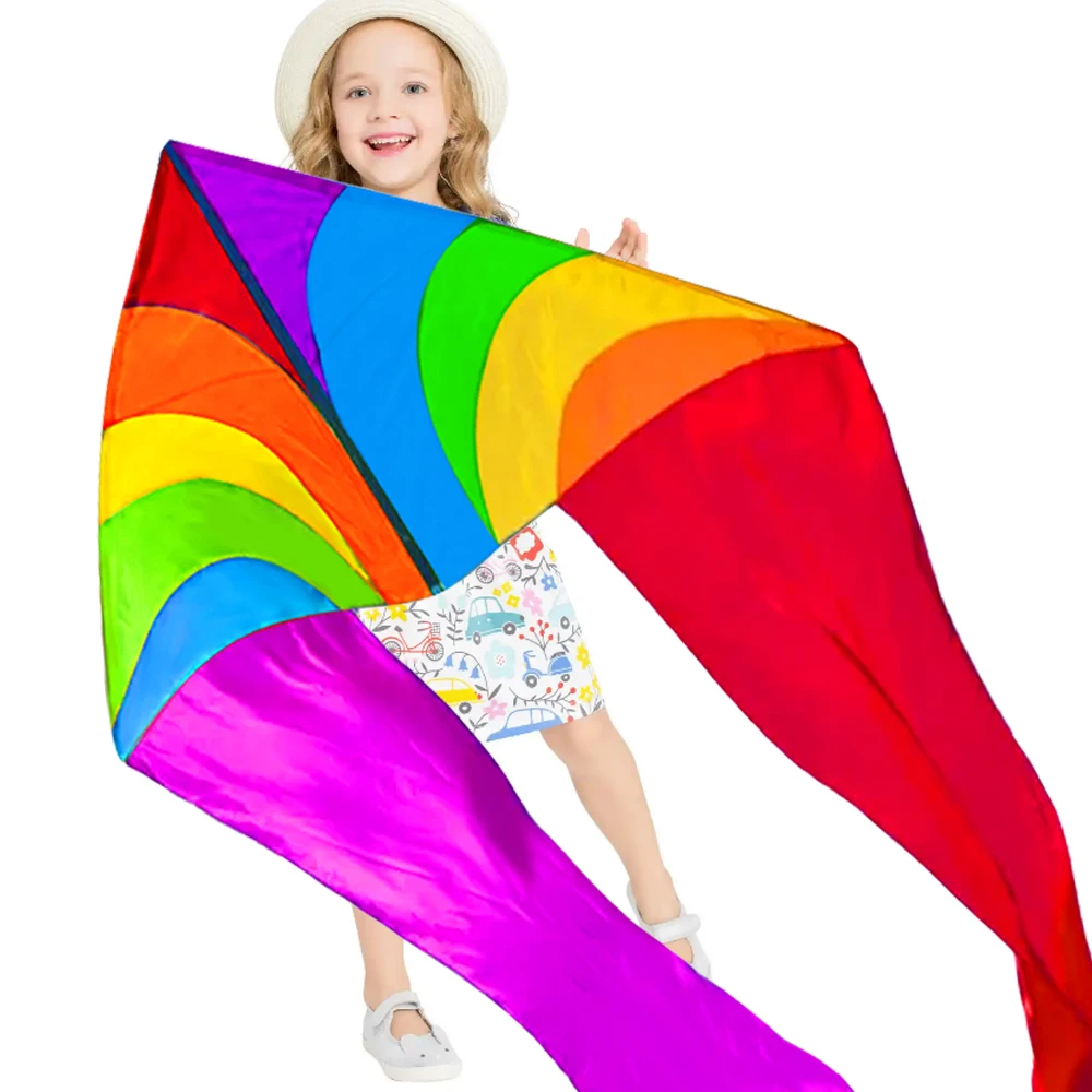 NEW 3m Power Rainbow Triangle /Delta Kites With Kite Handle and Line Good Flying