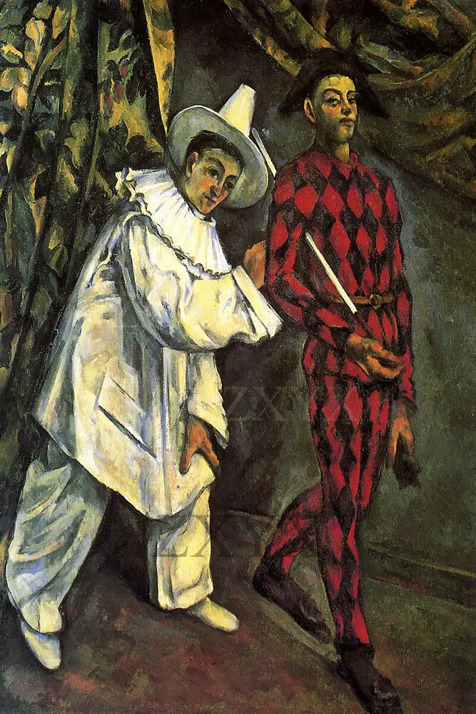 Artist Paul Cezanne Poster Print of Painting Pierrot and Harlequin