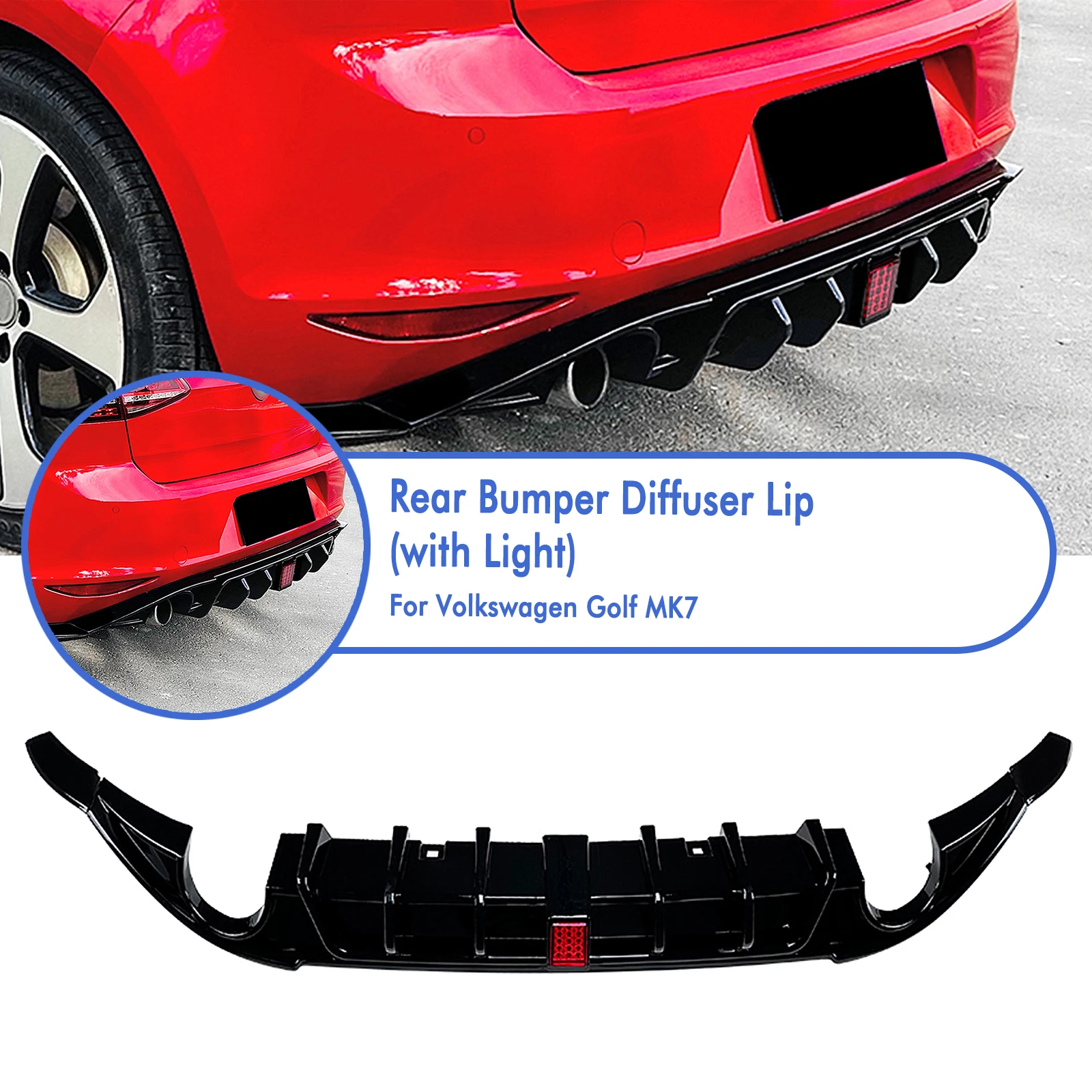 

Rear Bumper Diffuser Lip For Volkswagen VW Golf 7 MK7 Standard Version 2015-2017 Piano Black Lower Splitter Spoiler Protector