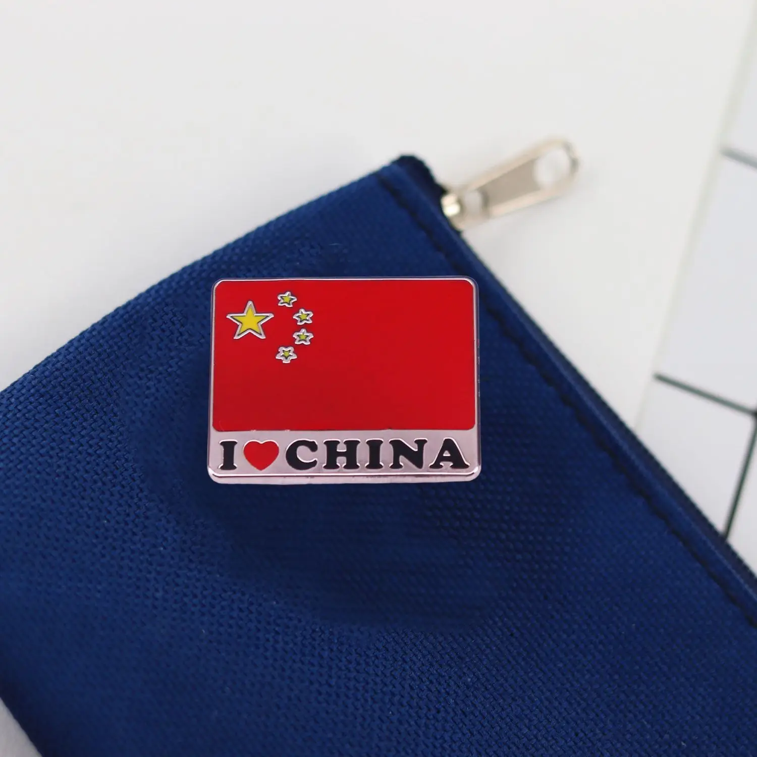 Chinese Calligraphy CHINA Hard Enamel Lapel Pin Retro Stamp Style Patriotic Brooch Badge for Backpack Clothes Hat