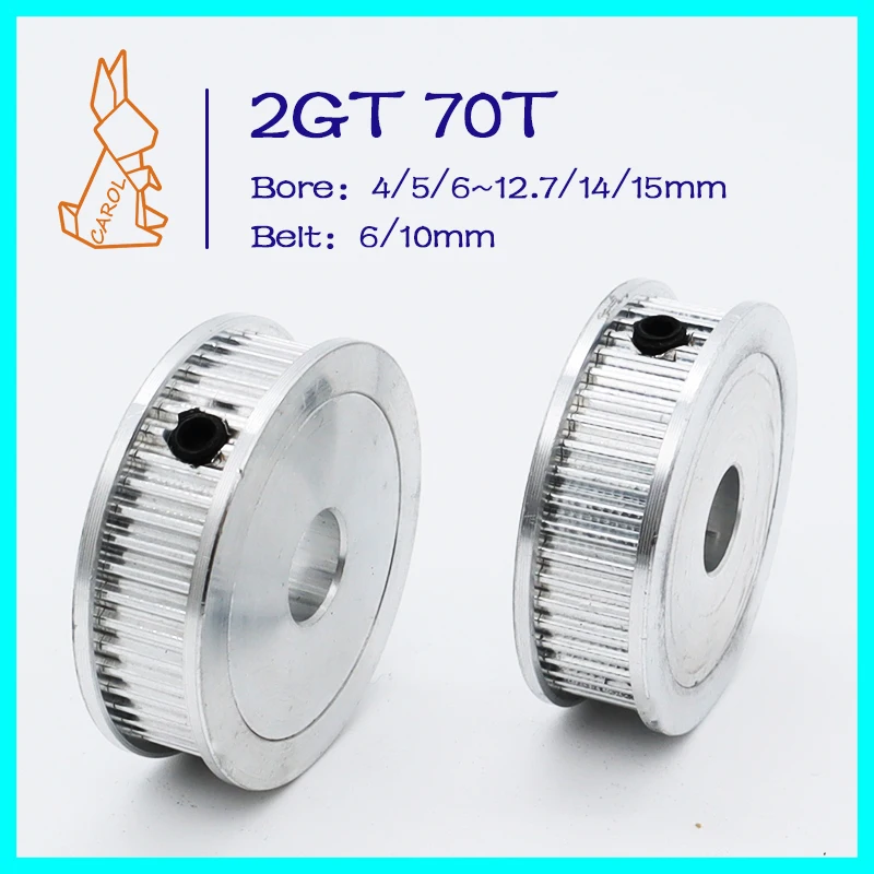 

70Teeth 2GT Idler Timing Pulley Bore 4/5/6~12/14/15mm 3D Printer Parts Belt Width 6/10mm Idler Pulley GT2 Tensioning Wheels 70T