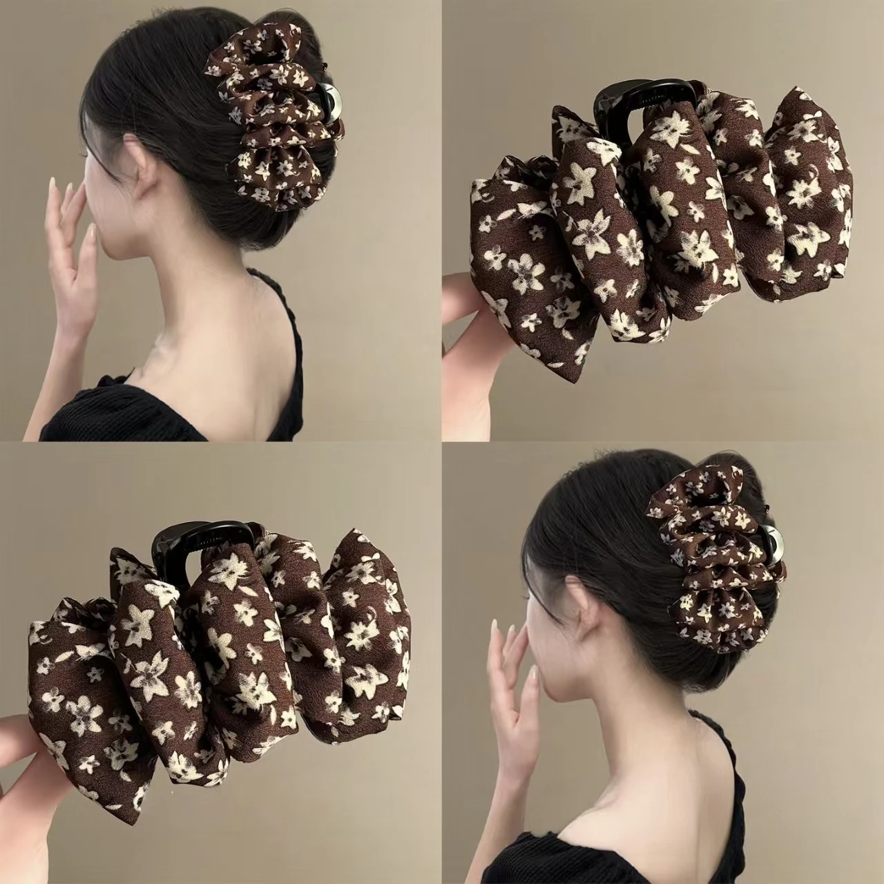 Mesh print Women Hair Claw Clips Temperament Headdress Fashion Grab Clip Female Hair Accessories Korean Elegant Hair Ornament