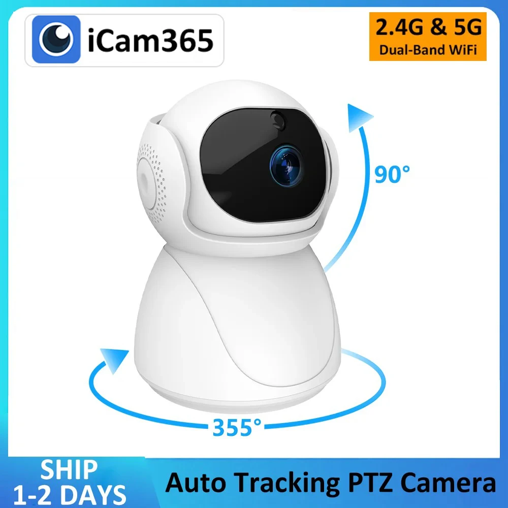 iCam365 APP 5Ghz 2.4G Dual-Band 1080P WiFi Wireless Auto Tracking Baby Monitor PTZ Security Surveillance CCTV Mini Camera