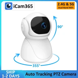 Icam365 app 5ghz 2.4g banda dupla 1080p wifi sem fio rastreamento automático monitor do bebê ptz vigilância de segurança cctv mini câmera