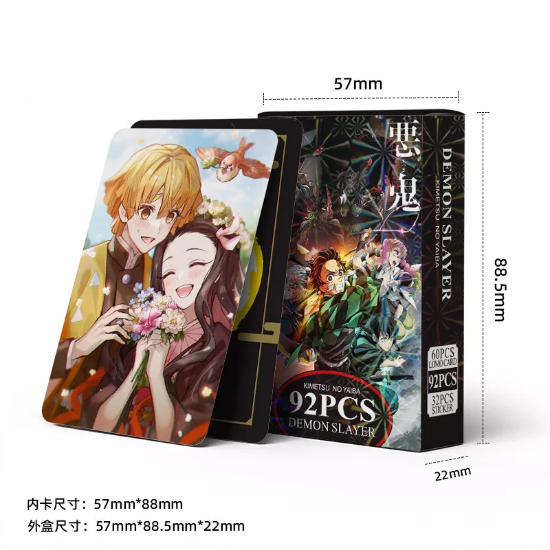 

Hot Demon Slayer 92pcs LOMO Cards Stickers Pack Anime Waterproof High Quality HD Double Side Print Photocards Collection Card