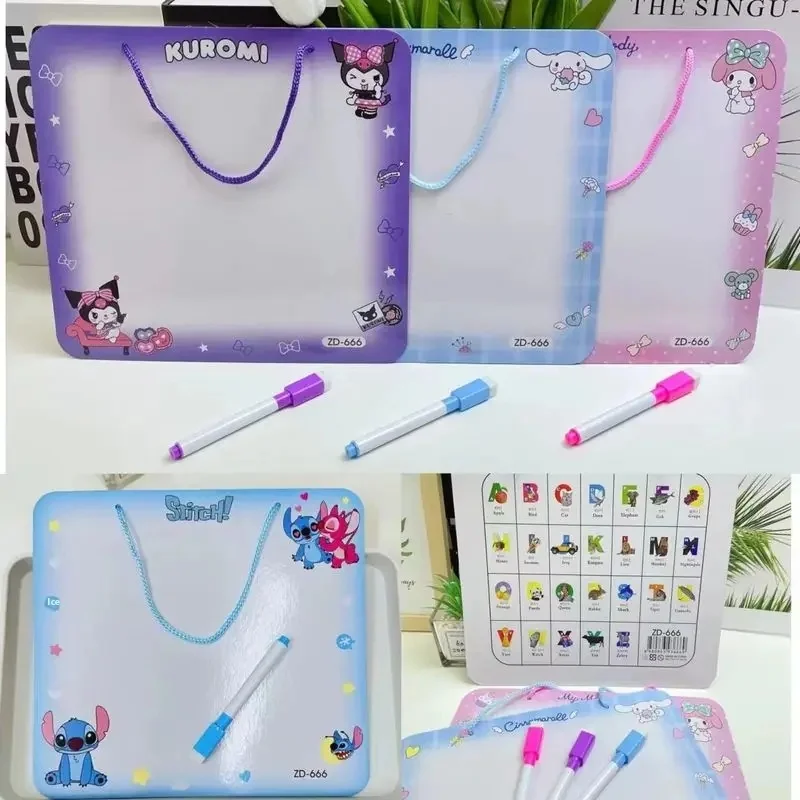 10pcs Sanrio Hello Kitty Melody Kuromi Stitch Cartoon Anime Whiteboard Cute Color Writing Board Student Hanging Board Wholesale