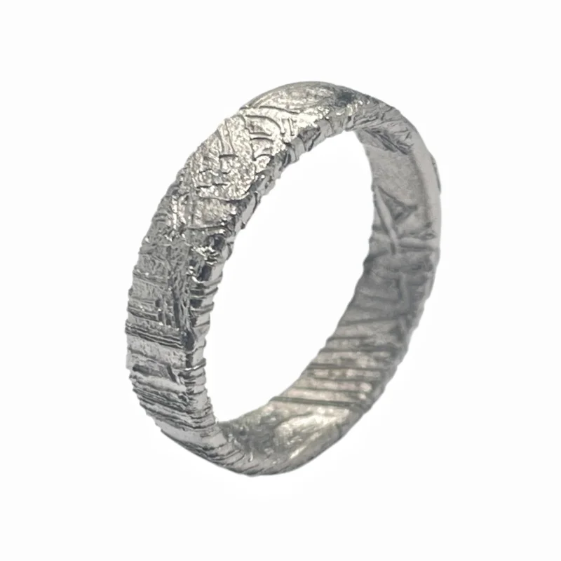 Muonionalusta Meteorite Ring Nickel Plated Natural Iron Meteorite Band With Widmanstatten Pattern Space Stone Finger Jewelry K68