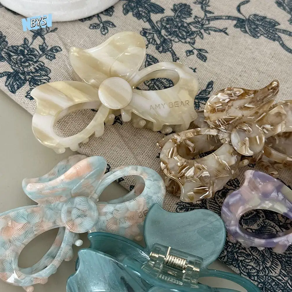 

Ponytail Holder Women Shark Clip Acetic Acid Ins Hollow Out Acetate Bow Hair Claw Bowknot Women Hairpin Flower Hair Clip