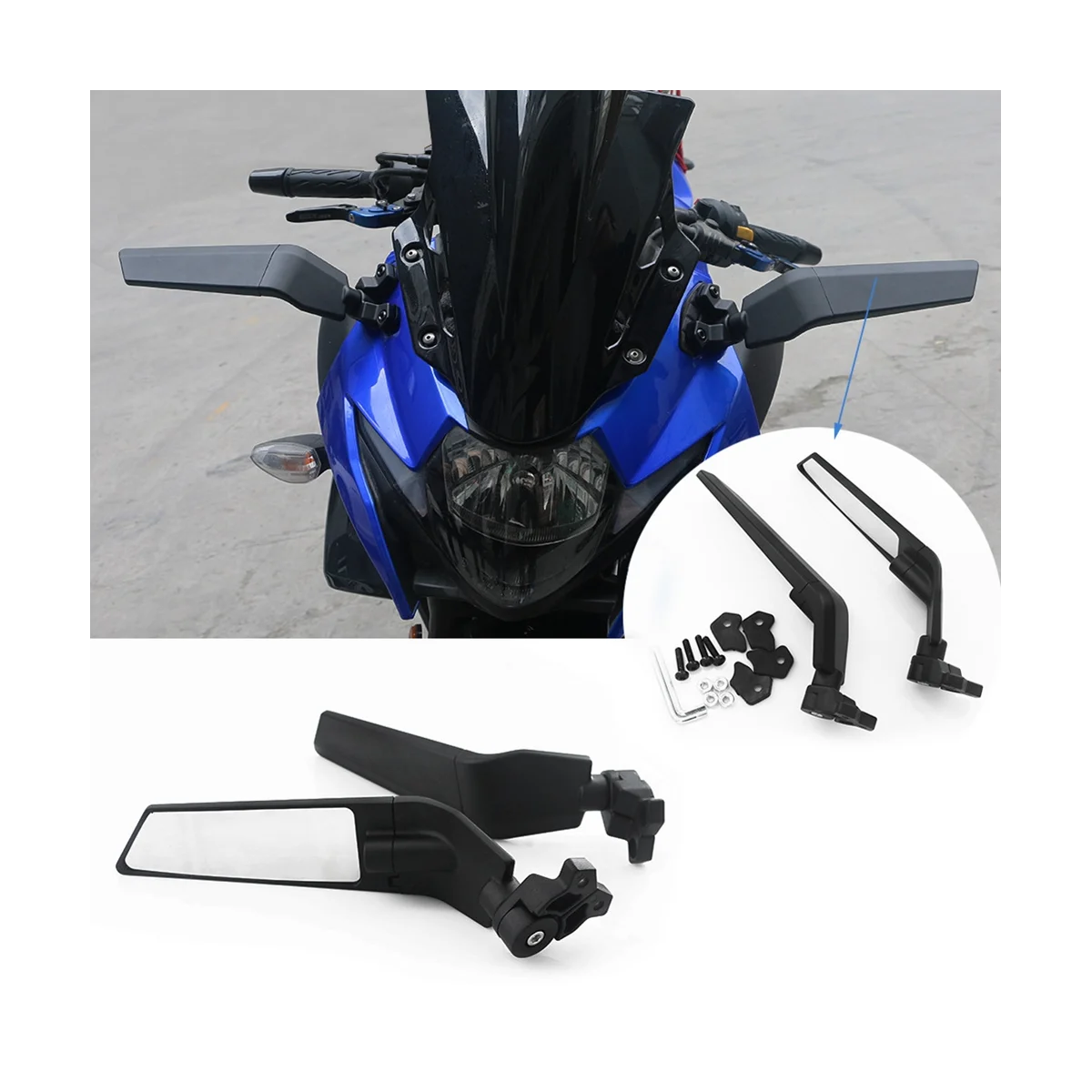 Motorbikes Accessories for Universal Wind Deflector Mirrors Spoiler Blue Glass