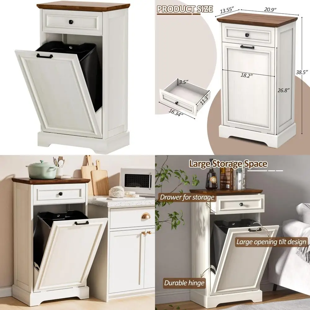 

«13 галлонов наклонный мусорный шкаф для кухни и белья со скрытой корзиной, устойчивой к домашним животным»