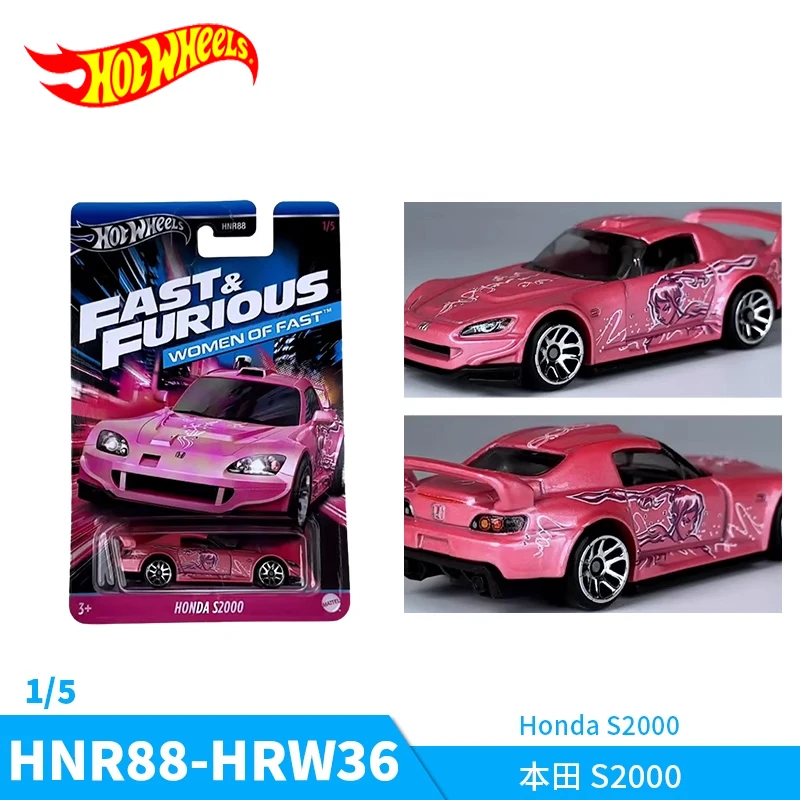 Hot Wheels-Pink Diecast Vehicle Model, Fast and Furious Honda S2000, Brinquedos para Meninos, 1:64 Diecast, Presente de Aniversário para Crianças, Mulheres, Original