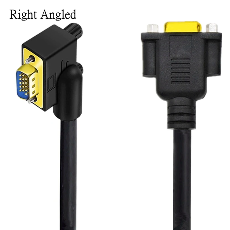 Gold Plated 90 Degree Angled VGA Cable VGA Male to VGA Female Extension Cable Cord 1080P Full HD Computer Monitor Cable 0.5M