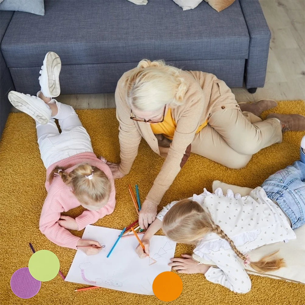 

72Pcs Educational Carpet Markers Stickers Colorful Round Nylon Markers Decals for Kindergarten Teaching Seating Arrangement