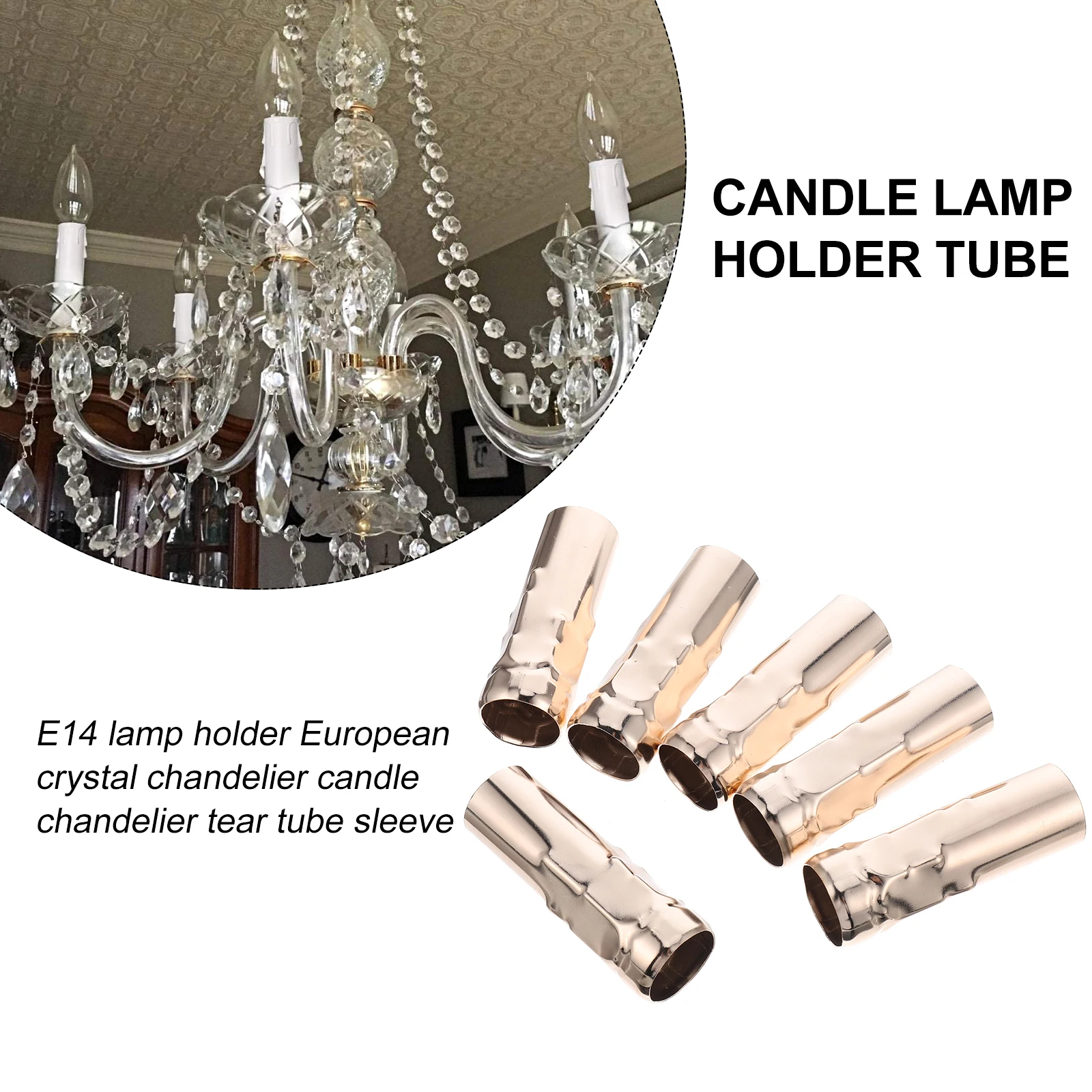 

6pcs Iron Tubes for European Crystal Chandeliers Retro Candelabra Bases Light Bulb Sockets Lamp Supplies Reusable