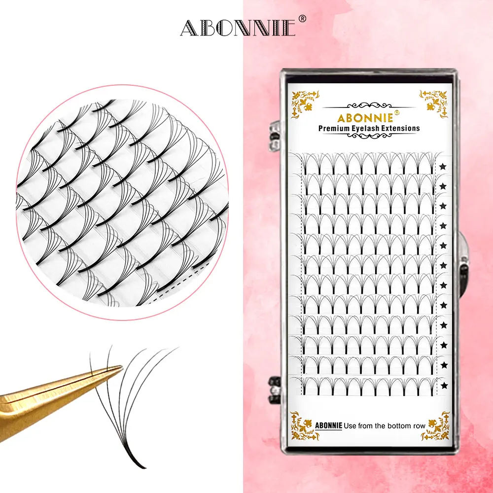 

ABONNIE 3D 4D 5D 6D Long Stem Premade Russian Volume Fans Faux Mink Premade Eyelash Extensions Makeup Cilios