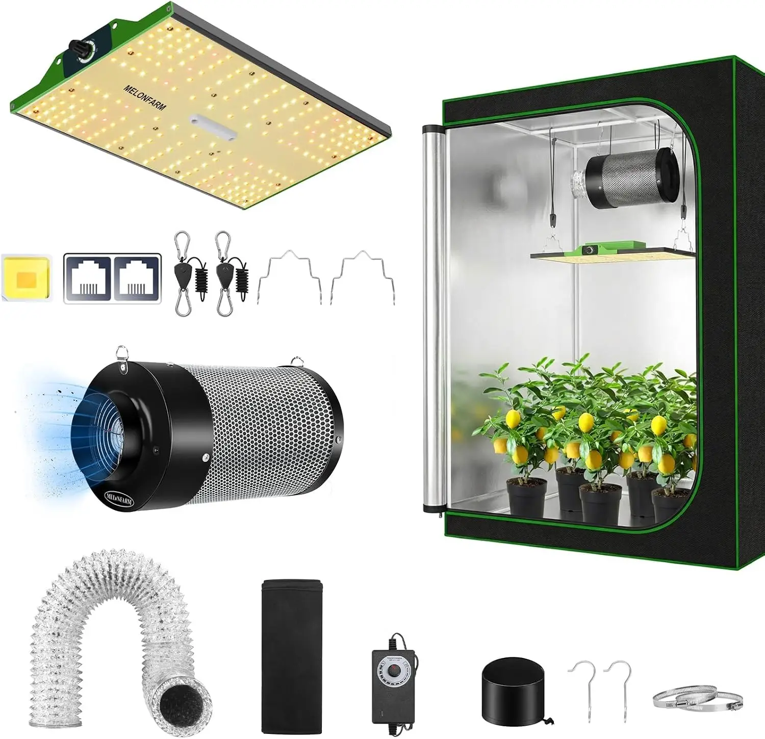 Grow Tent Complete Setup, 100W Full Spectrum LED Grow Light &48