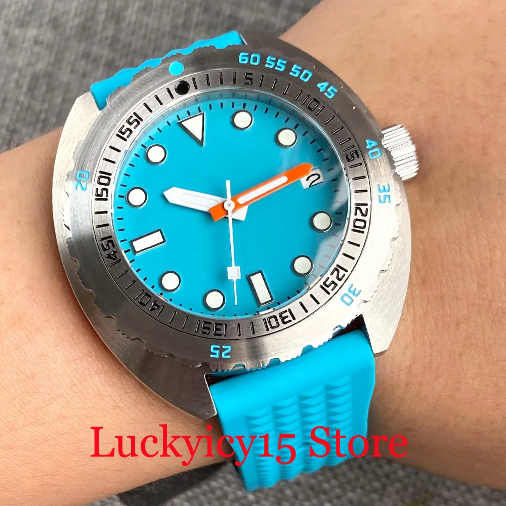 

200m Water Resistant Tandorio 42MM Yellow/Blue Dial Luminous Rotating Bezel Japan NH35A Automatic Men Watch Bow Sapphire Crystal