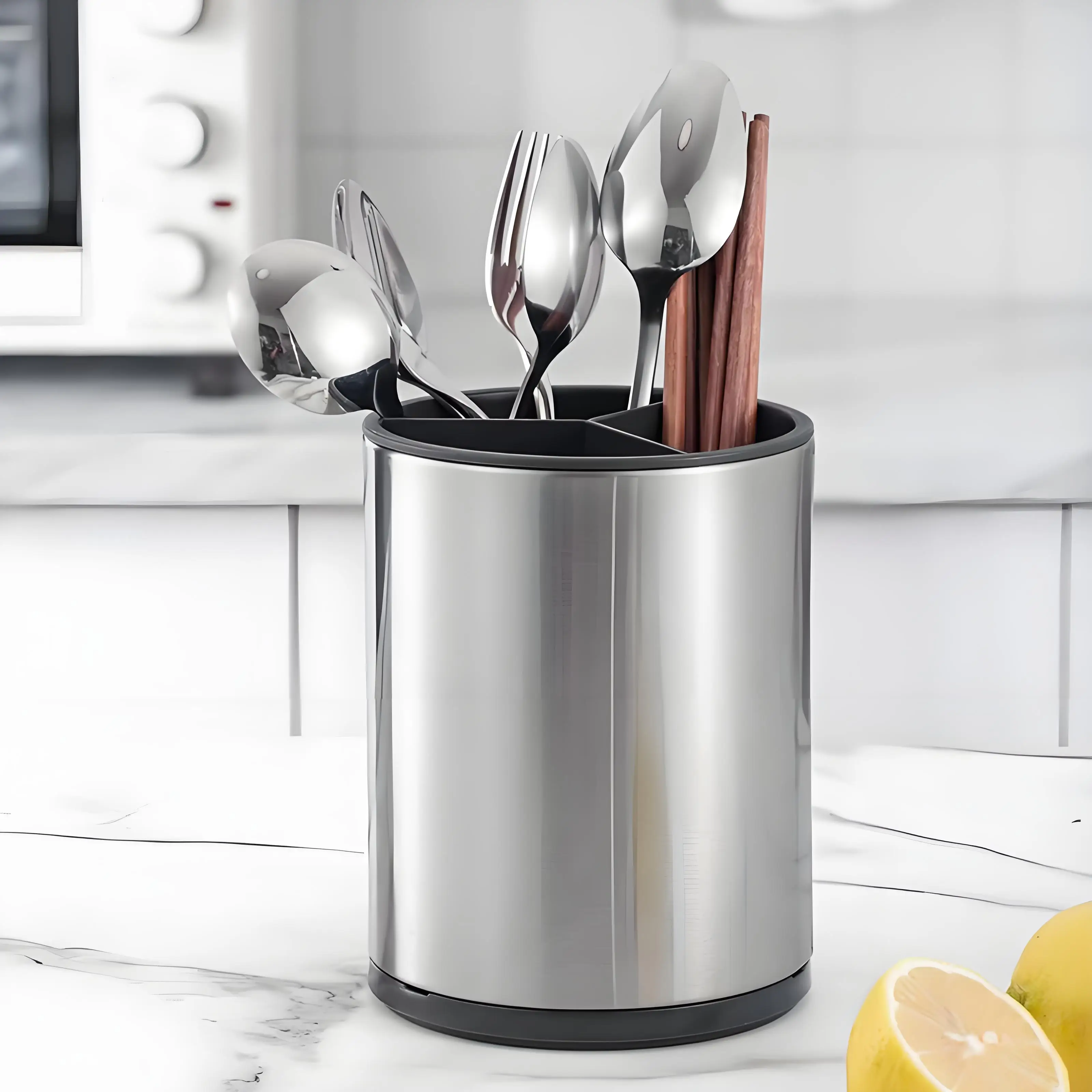 Multifunctional Rotating Kitchen Knife Shelf 360 Degrees Rotating Knife and Fork Draining Rack Creative Storage Tube