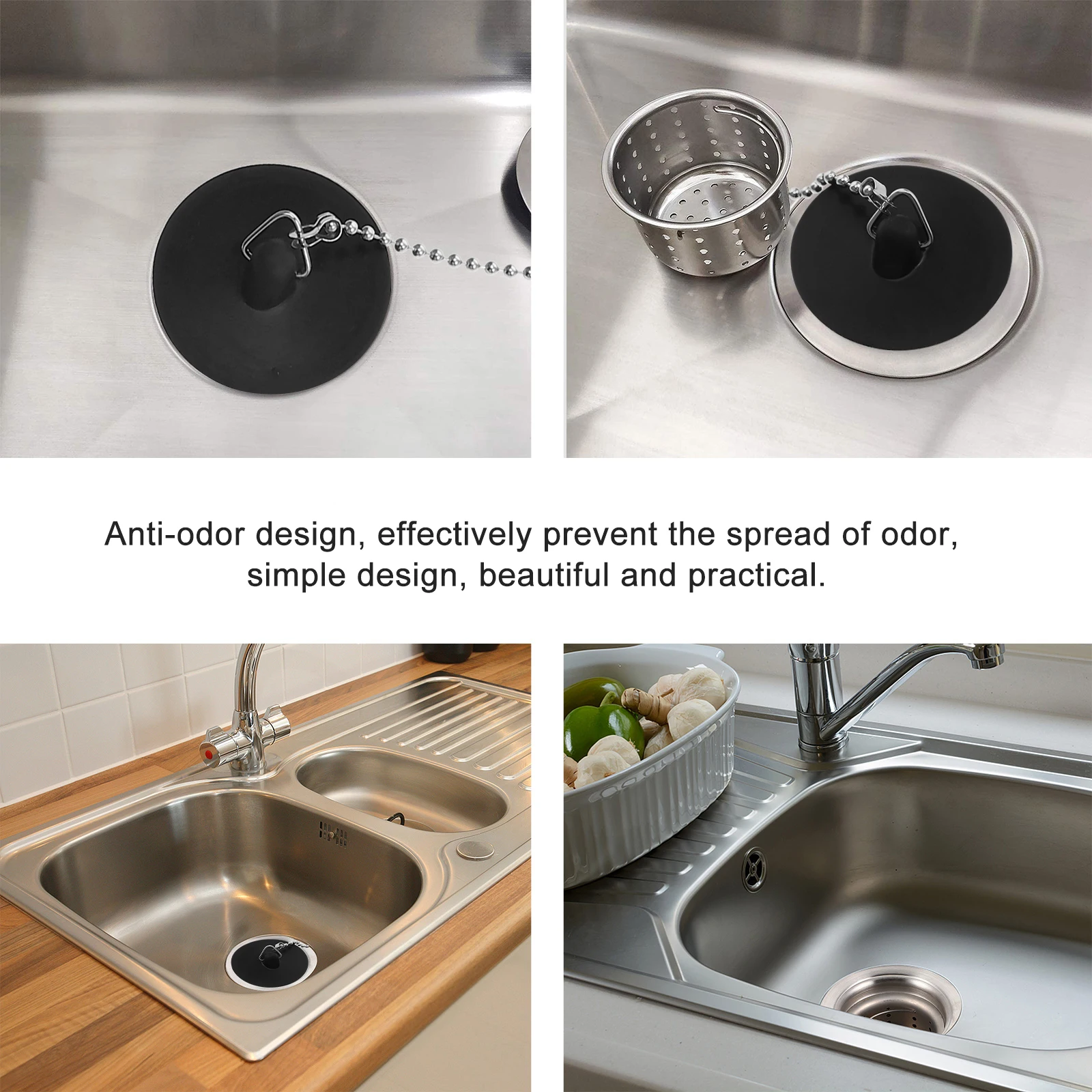 

Floor Drain Cover Chain Tub Stopper Bathroom Sink Plug Shower Smell Stopper Bathtub Accessories Filter Screen Rubber Waterproof