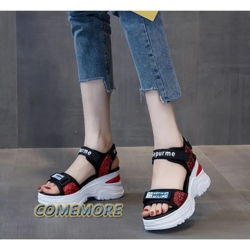 Platform Sports Sandals for Women Summer 2024 Fashion Casual Ladies Shoes Wedge Heel Soft Sole Beach Fish Mouth Student Non-slip