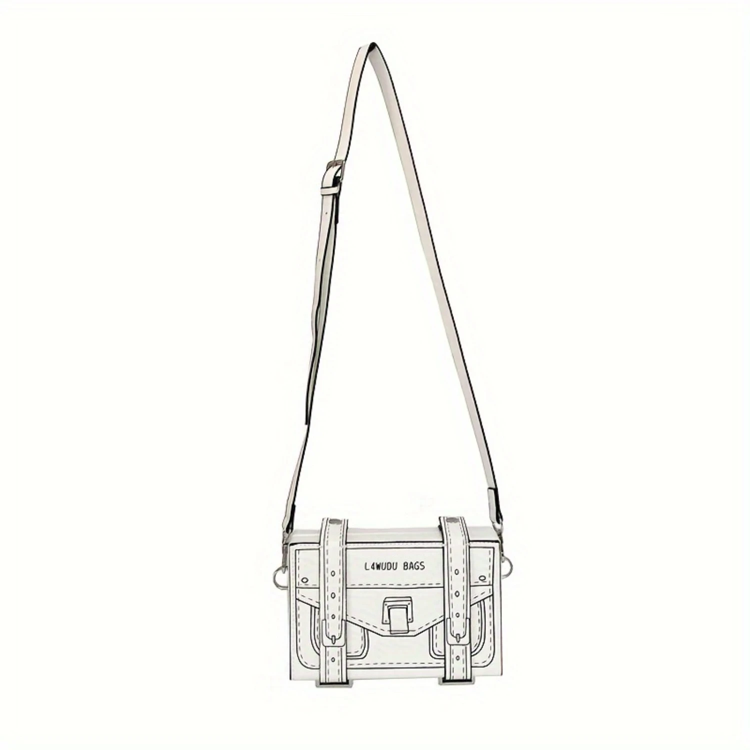 2D Comic Crossbody Bag, Trendy Mini Shoulder Bag, Niche Design Buckle Box Bag
