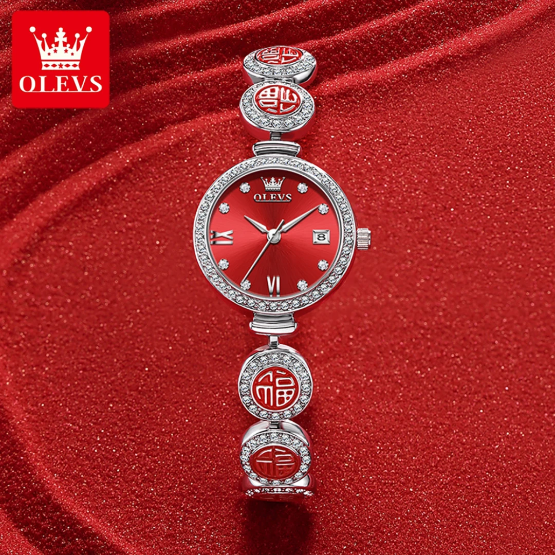 OLEVS 5630, модные кварцевые часы, подарок, круглый циферблат, ремешок для часов из нержавеющей стали, наручные часы с календарем