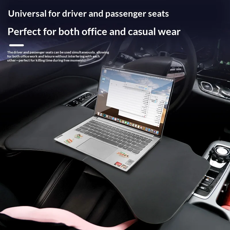 Portable Foldable Auto Desk Scratch Resistant Leather Car Table For Laptop Food Holder Road Trip Accessory - view 6