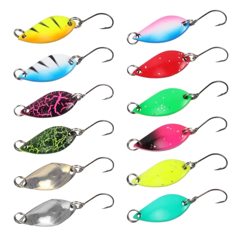 

12Pcs Fishing Spoons Lures Triple Hook Set, Spoons Hard Fishing Lures, Metal Fishing Lures, Fishing Sequins Lures Baits