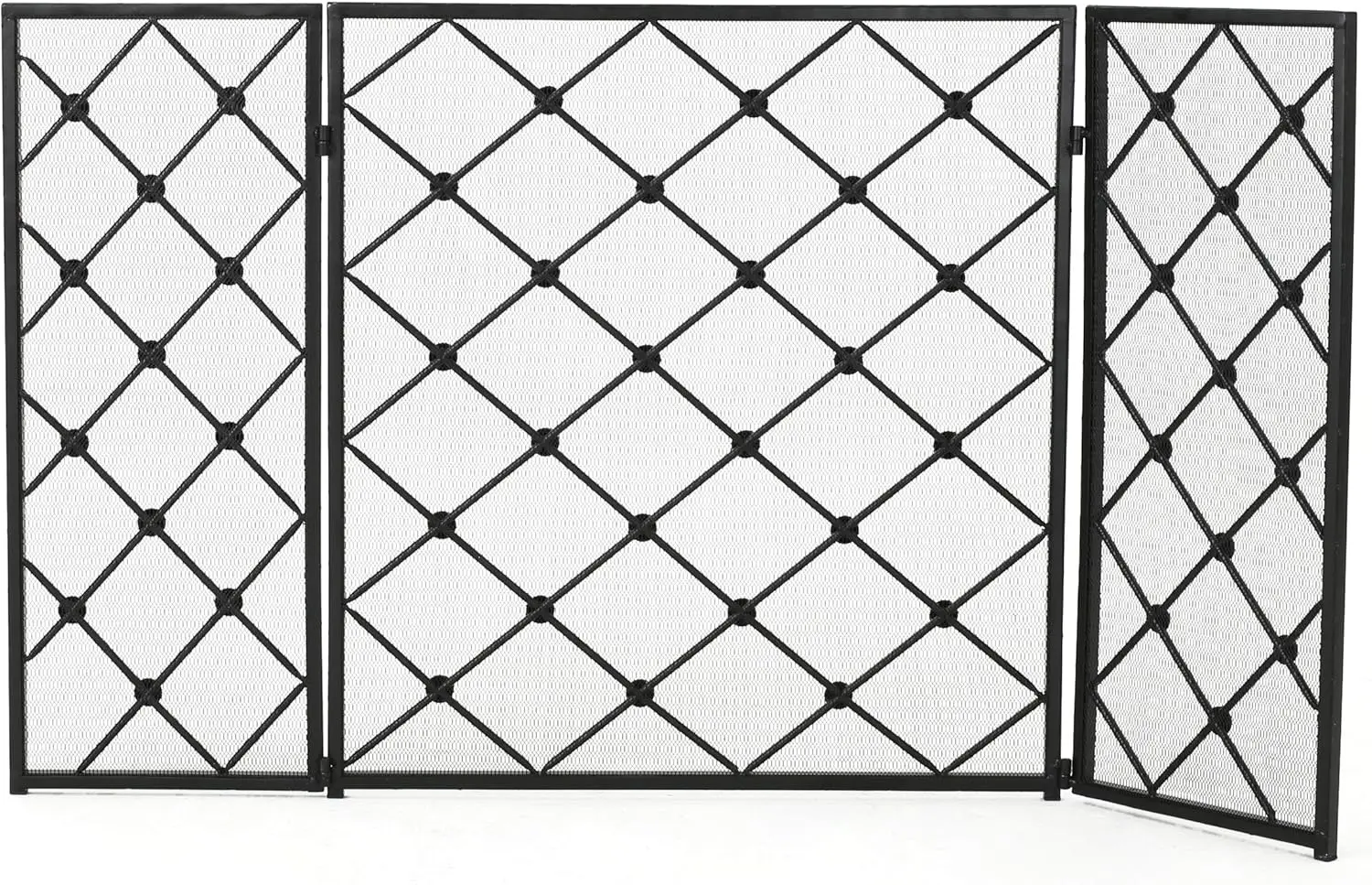 Chelsey 3 Panelled Iron Fireplace Screen, Black