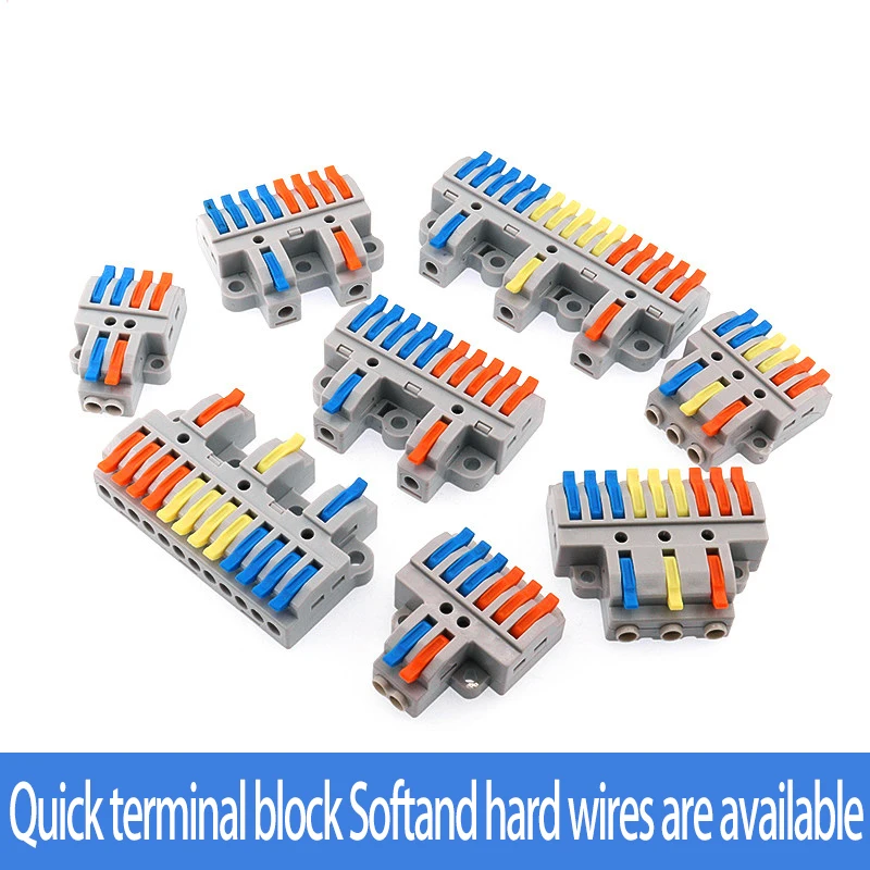 Quick terminal block connector press type docking 2 in 4/6/8/10 out 3 in 6/9/12/15 out terminal block connector