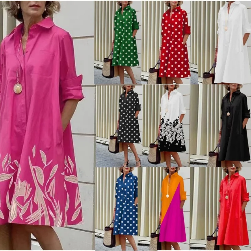 

Autumn Printed Simple Mid-Length Dress Sleeve Dress