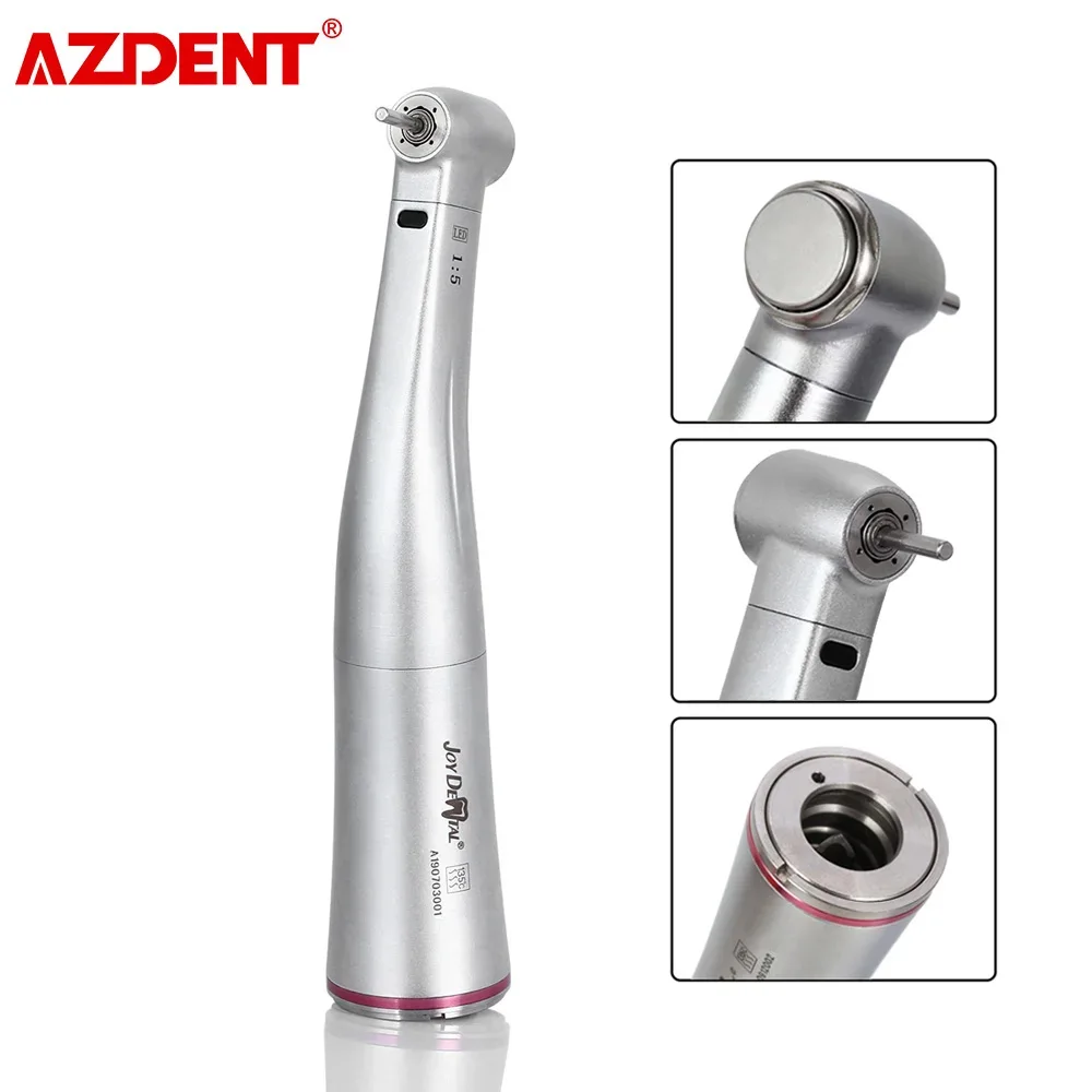 AZDENT Dental 1:5 Low Speed Handpiece Increasing Red Ring Contra Angle Internal Water Spray With Optic Fiber For E-type Motor