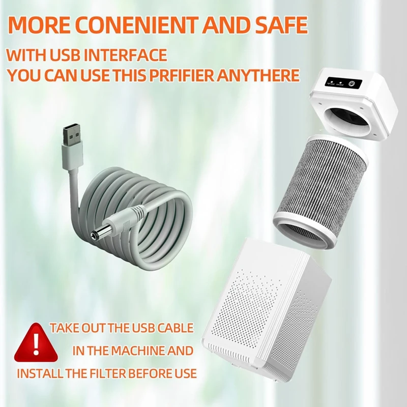 Purificador de ar portátil usb com filtro de odor de fumaça aromaterap com filtro substituível para casa carro cozinha