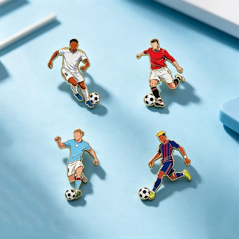 Football Star Enamel Pins 4Pcs Set Soccer Player Brooches Lapel Badges For Backpack Fans Jewelry Gift view 6