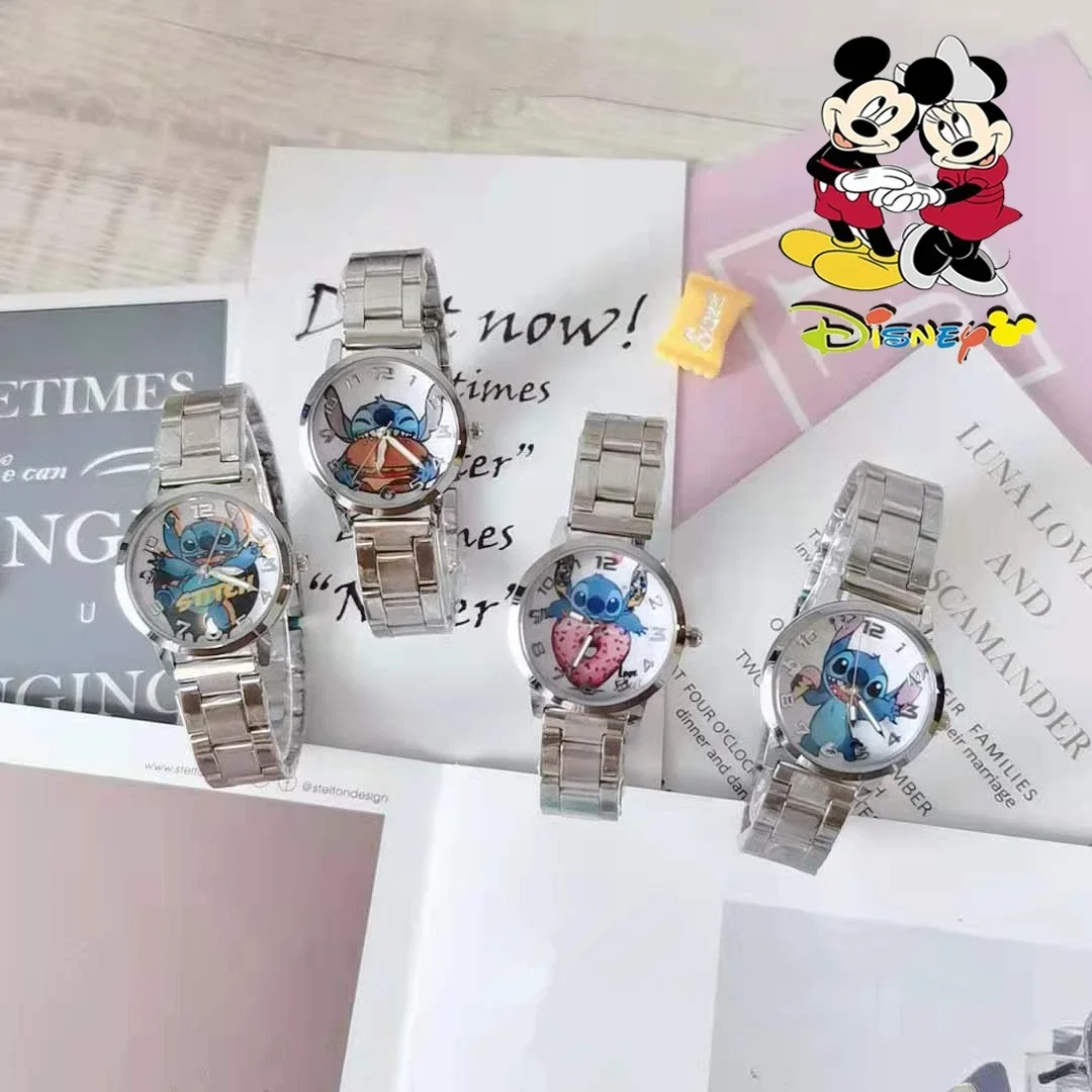 Disney mickey Cartoon Fashion Children\'s Watch Lovely Stitch Stainless Steel Children\'s Waterproof Watch Holiday Gift