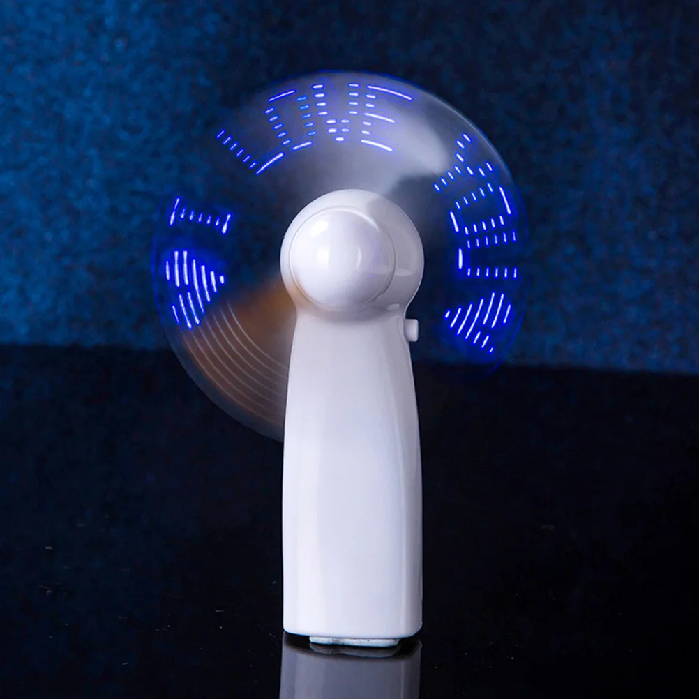 Handheld Mini Fan Shiny Office Fan LED Light Fan Desktop Small Fan for Office Summer without White