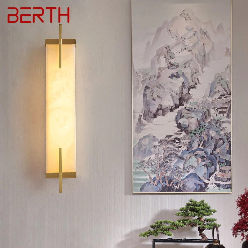 

BERTH Brass Wall Light LED Modern Luxury Marble Sconces Fixture Indoor Decor for Home Bedroom Living Room Corridor