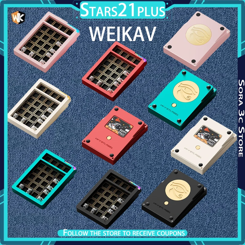 

Weikav Stars21 Plus Комплект механической клавиатуры из алюминиевого сплава Беспроводная трехрежимная прокладка Структура Индивидуальная цифровая клавиатура PAD