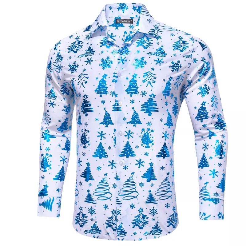 New 2024 Christmas Men's Popular Long Sleeved Shirt, Fashionable Long Sleeved Street Casual Shirt, High-quality Party Shirt