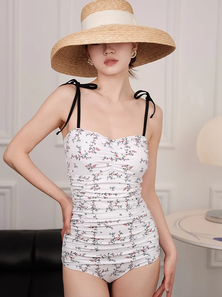 

Купальник-монокини с цветочным принтом, лето 2026, утягивающий, с эффектом утяжки, для отпуска, женский, повседневный стиль Hiti Laine