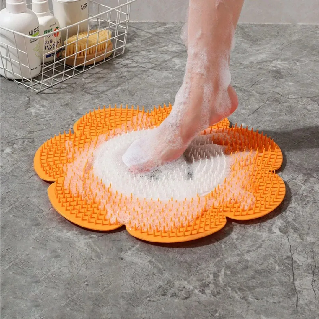 Sunflower Massage Mat Back Scraper Cleaning Brush Anti Slip Shower Feet Cleaner Wash Mat Sucker Wall Mat Rub Foot Scrubber Tools