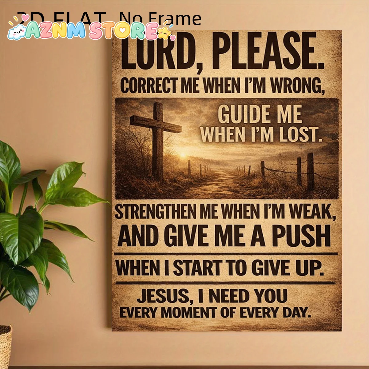 2027 1pc Vintage Jesus Prayer Canvas Painting - Frameless Religious Wall Suitable for Church Prayer Rooms, Chapel Decor, Pray