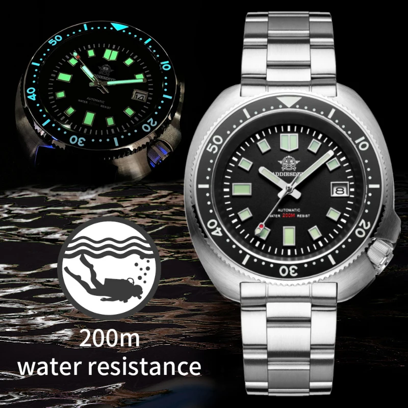 

ADDIESDIVE Diving Watch 200m Waterproof Sapphire Glass NH35A Stainless Steel Retro Turtle Men Watch MY-H8 Mechanical Watches