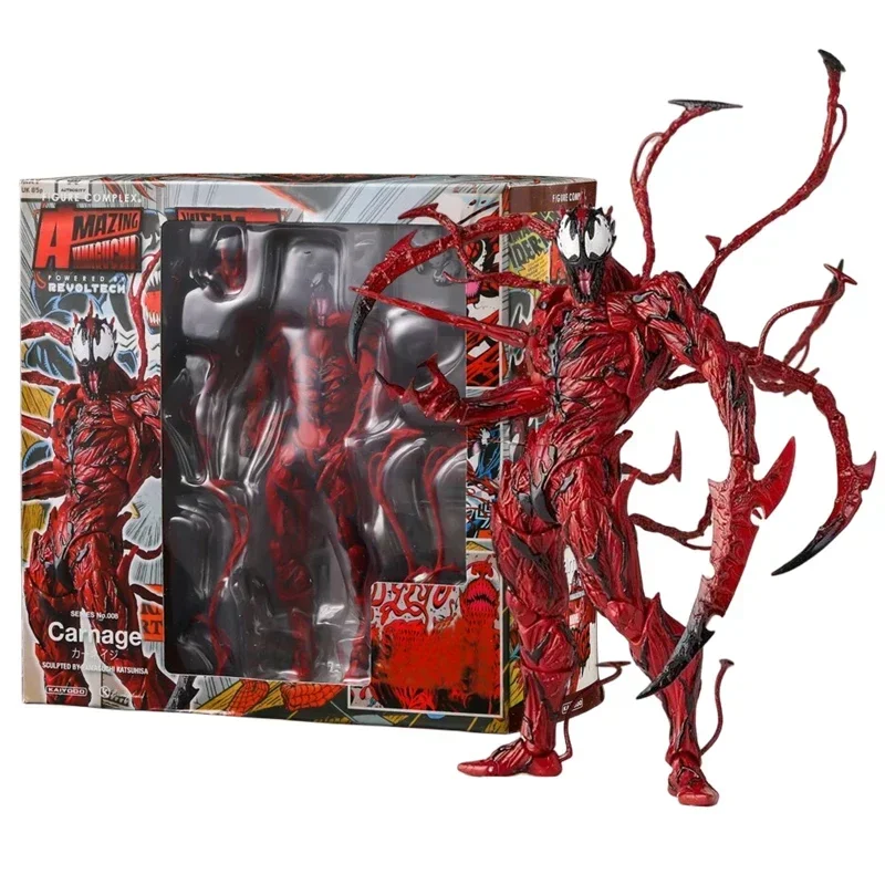 In Stock AMAZING YAMAGUCHI Carnage Venom Spider Man Marvel Legends Action Figure Joint Movable Change Face Statue Model Toy Gift