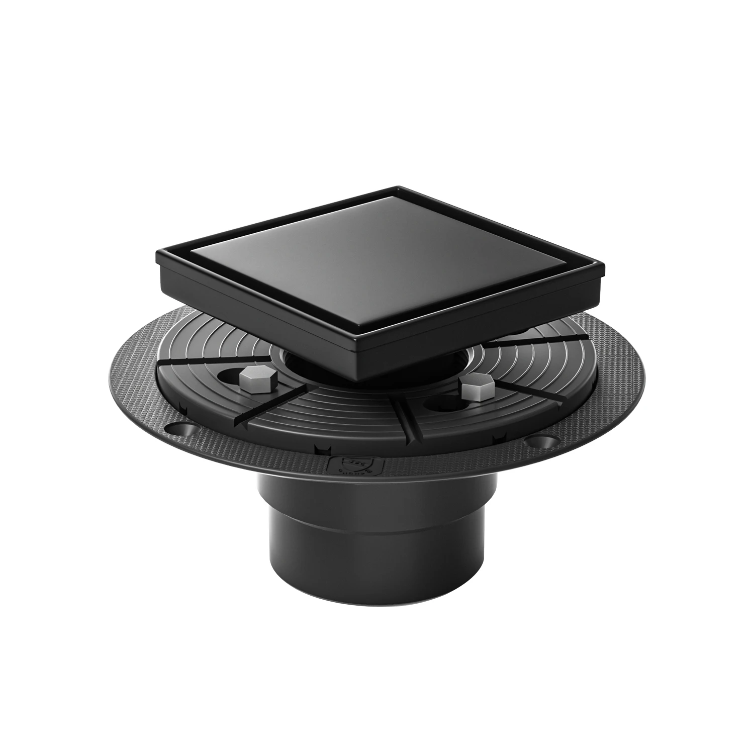 Wholesale Black Anti-odor Tile Insert Shower Floor Drain with 2 in 1 Grates Cover Strainer Brushed Square Floor Drains
