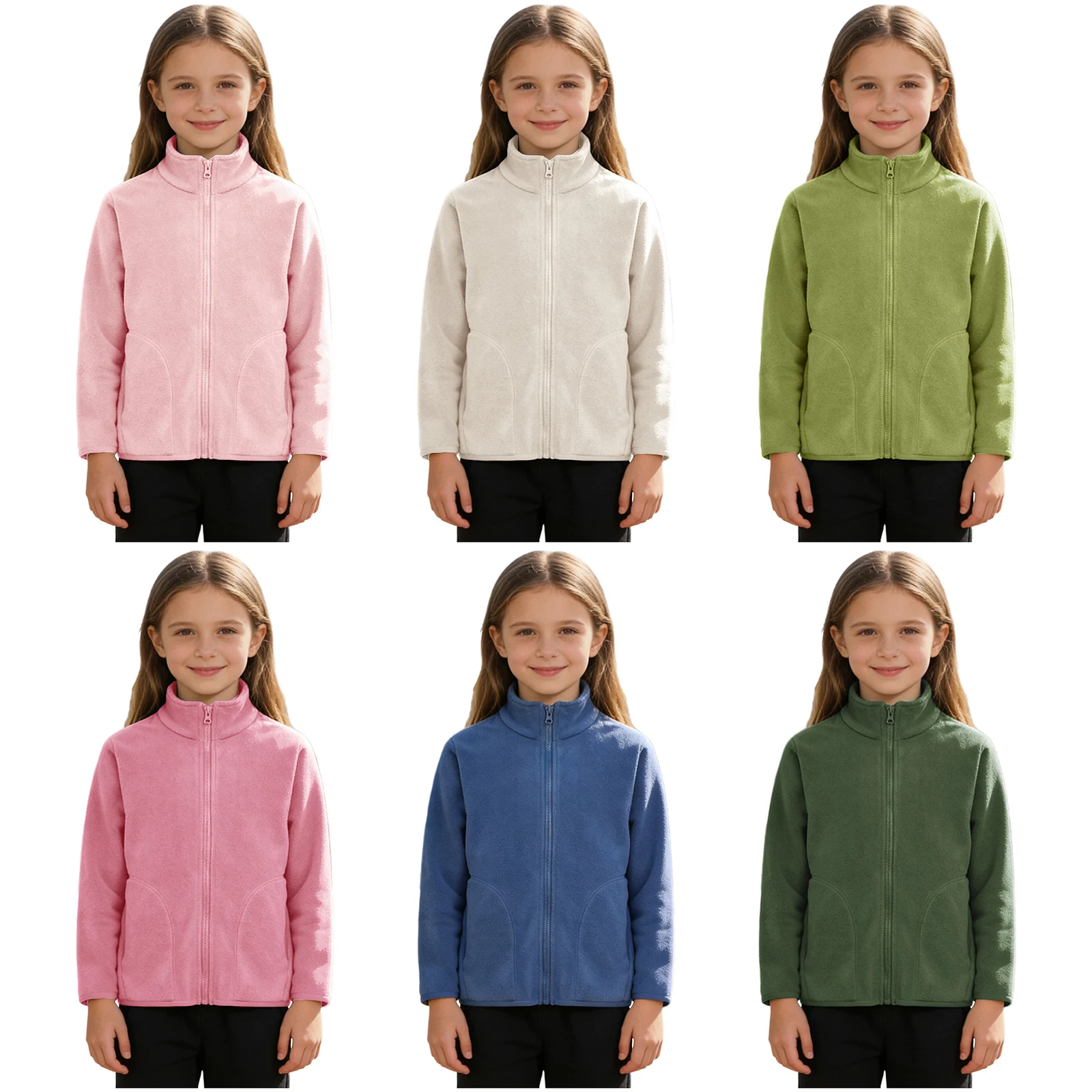 Unisex Children Warm Fleece Jacket Outerwear Girls Boys School Outdoor Activities Costumes Long Sleeve Zipper Coat Casual Tops