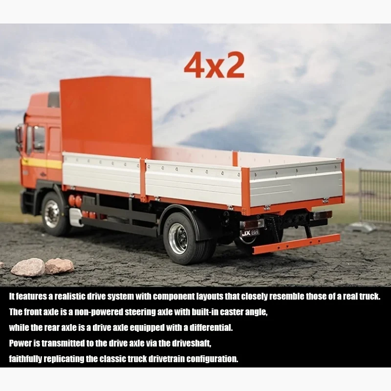 1:14th Scale JXmodel Simulation 1/14 Low-Side Flatbed Truck Kit with Metal Cab for RC Truck JXmodel for MAN F2000 4x2 Car
