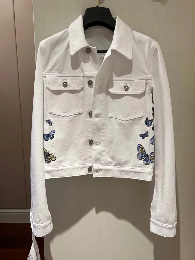 

Motorcycle style women's jacket fashionable, simple, casual, slimming, versatile, handsome butterfly print jacket