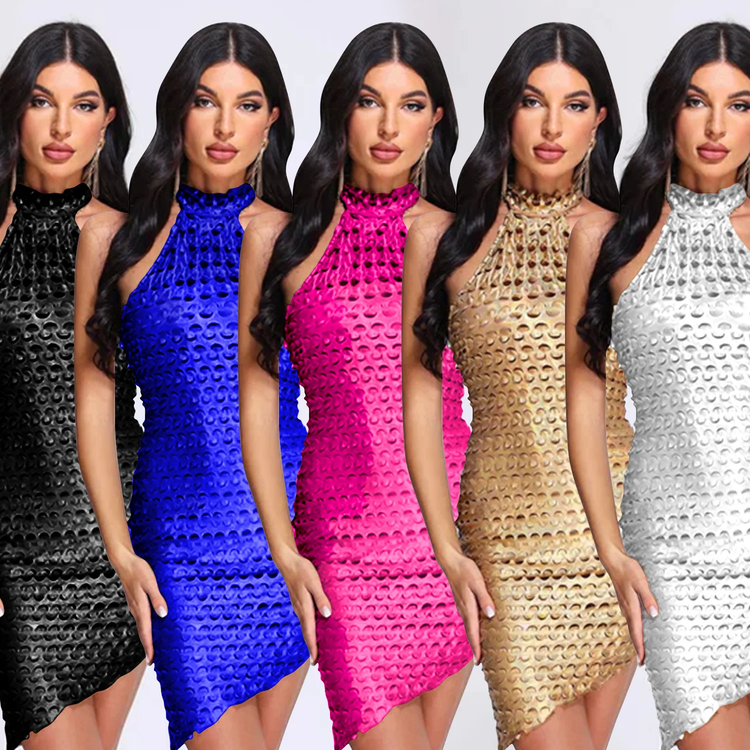 عرض خاص C6721، ملابس نسائية عصرية، قابلة للاسترداد، غير قابلة للاستبدال، لون خالص، بدون أكمام، بدون ظهر، معلقة