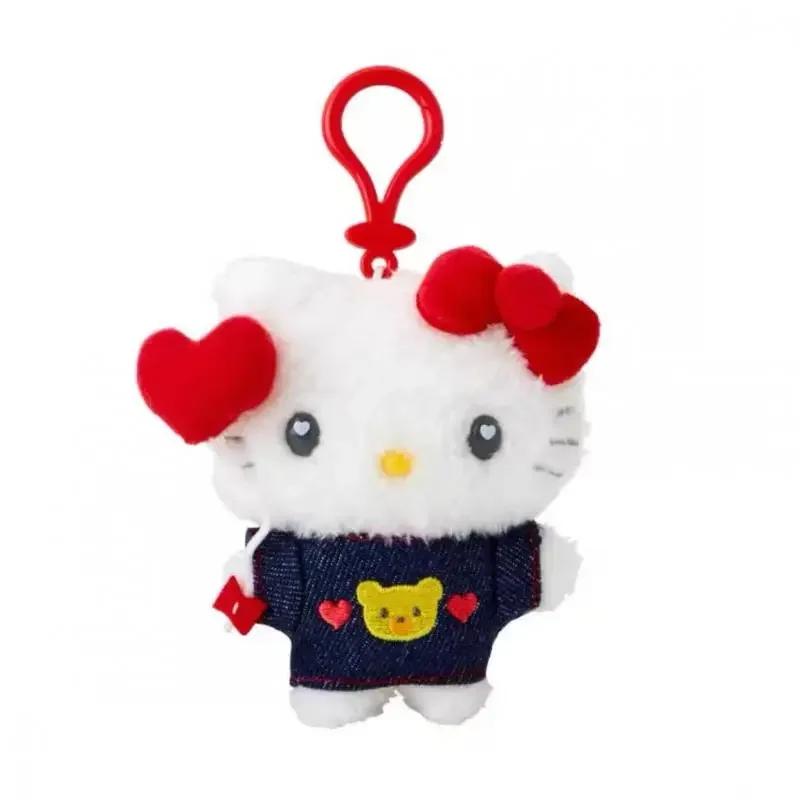 Sanrio Usahana Plush Filled Denim พวงกุญแจตุ๊กตาน่ารักซิปตกแต่งของเล่นเด็กกระเป๋าเป้สะพายหลังจี้คู่จี้ของขวัญ